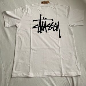 Stussy White Tee with Black Logo